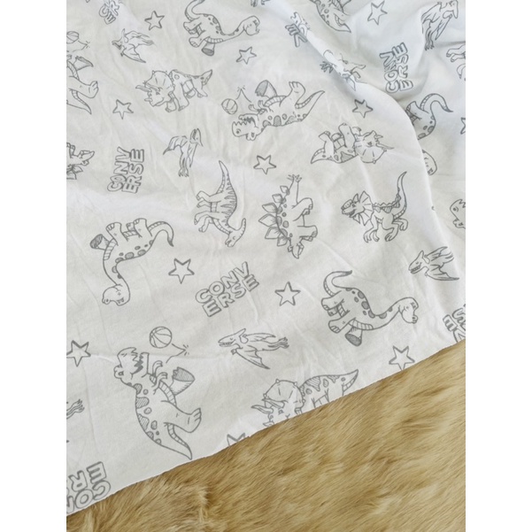 Vải thun cotton 2c hình khủng long