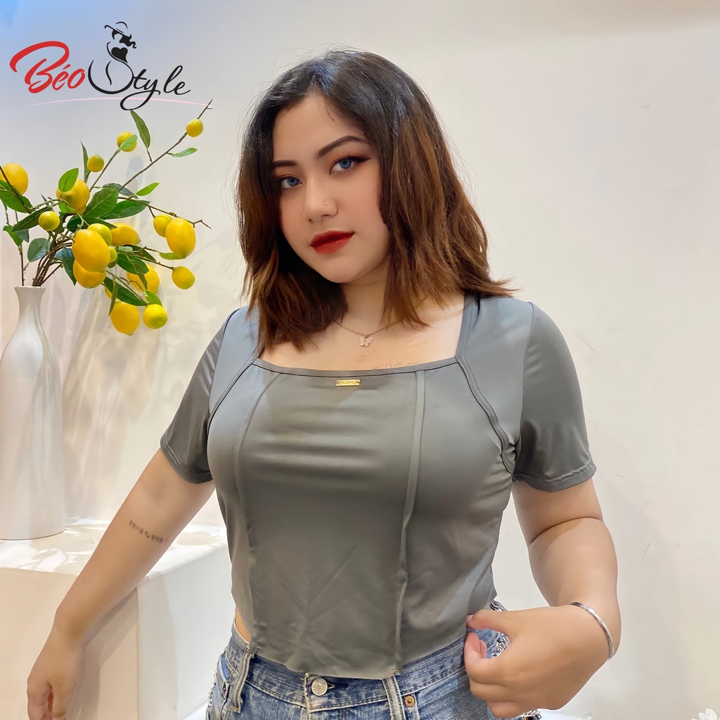 Áo thun croptop Bigsizize thiết kế siêu xinh kiểu Hàn Quốc AKBS028 Dành cho các nàng từ 55-95kg-Mặc đi chơi, dạo phố