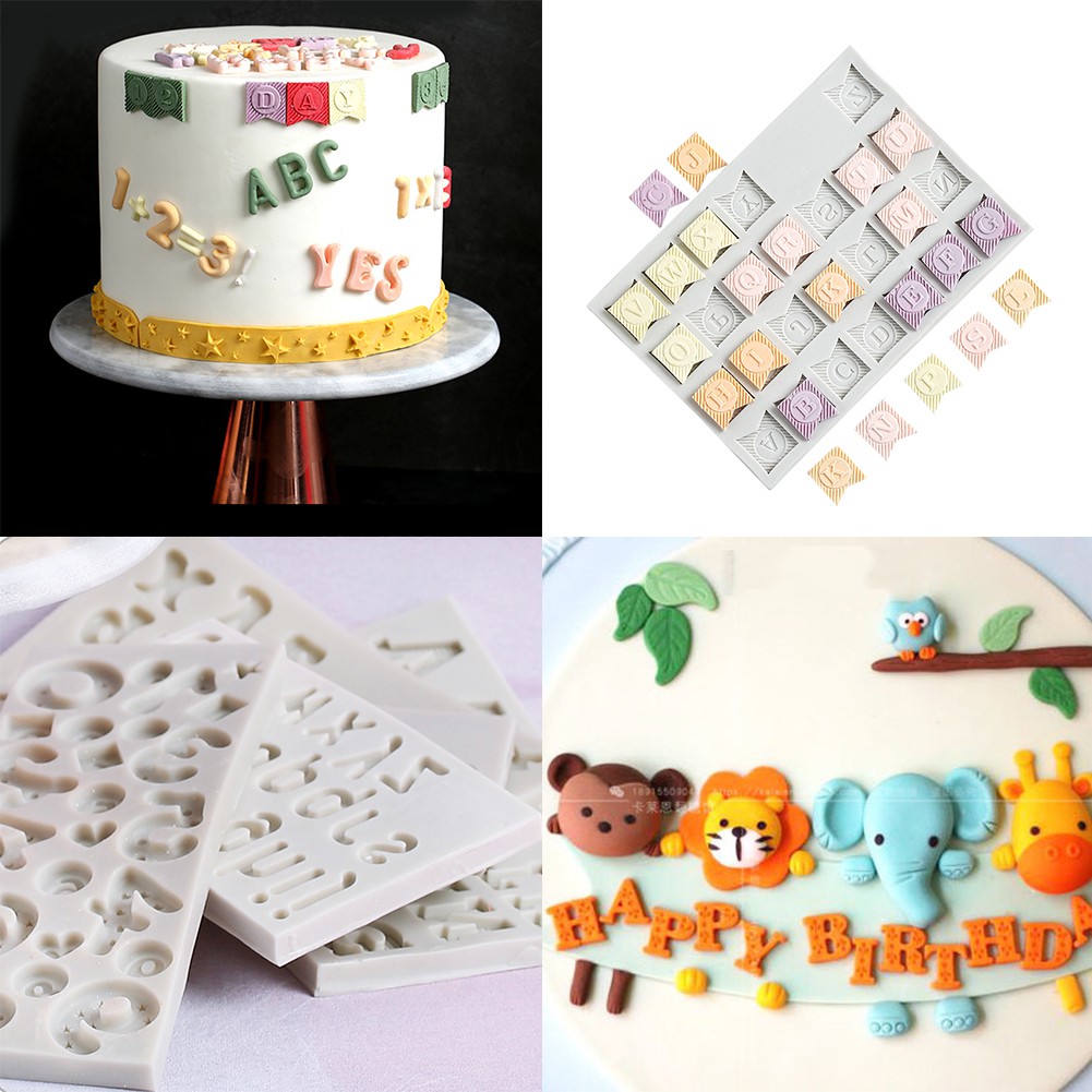 Số Khuôn Silicon Chữ Khuôn Dụng Cụ Làm Kẹo Bảng Chữ Cái Khuôn Trang Trí Bánh