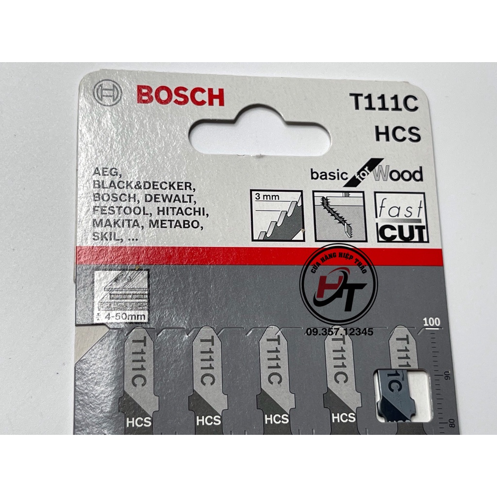 Lưỡi cưa lọng gỗ cưa sọc cắt lắp máy cầm tay BOSCH T111C vỉ 5 chiếc