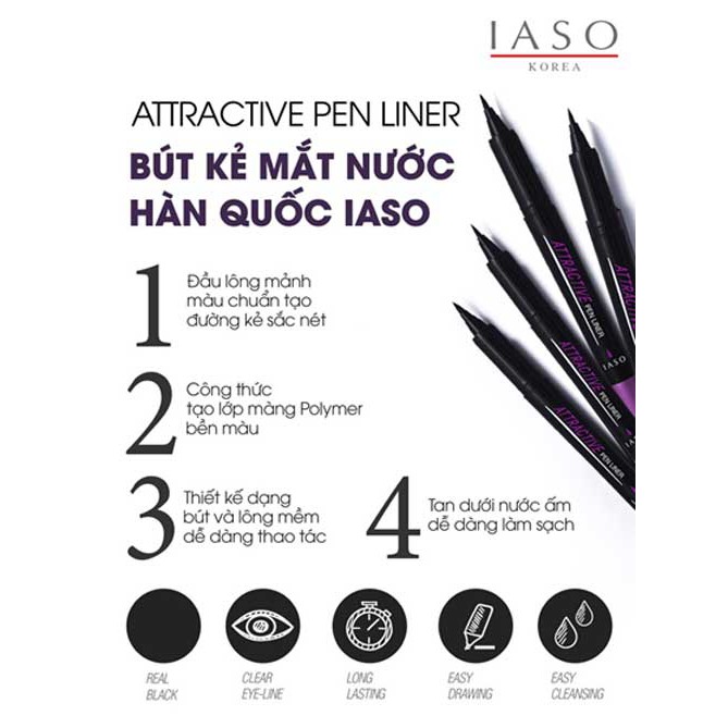 [CHÍNH HÃNG] IASO Bút Kẻ Mắt Nước ATTRACTIVE PEN LINER I43