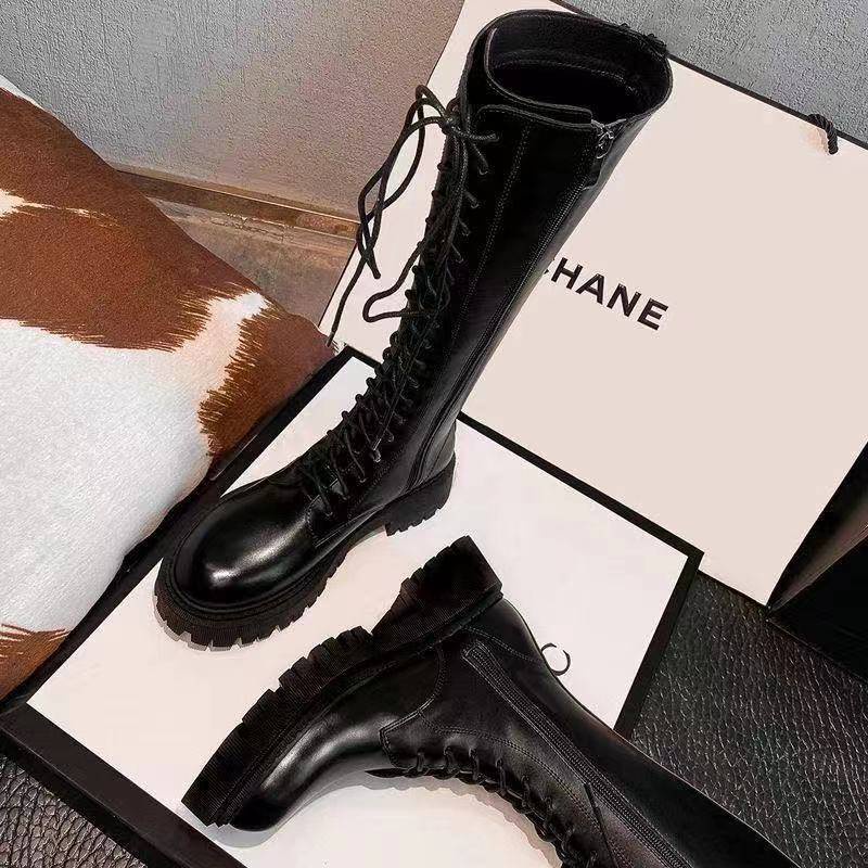 Giày Bốt Martin Cổ Cao Đế Dày Cột Dây Thời Trang Thu Đông 2021 Phong Cách Mới Cho Nữ