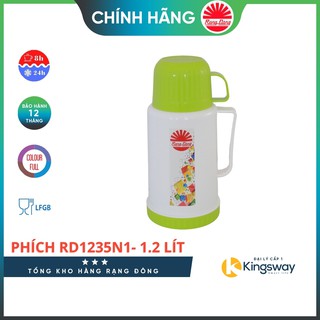 Phích nước Rạng Đông 1235N1 dung tích 1,2 Lít - Phích Giữ Nhiệt Thân Nhựa, Vai Nhựa