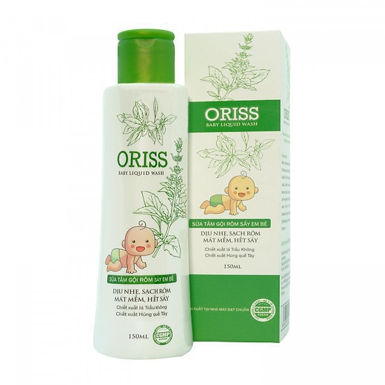 Sữa Tắm Rôm Sẩy ORISS - Giúp giảm rôm sẩy, làm mát da, dưỡng ẩm, kháng khuẩn cho da (Chai 150ml)