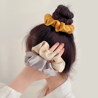 B48- Dây buộc tóc scrunchies vải lụa và phi bóng