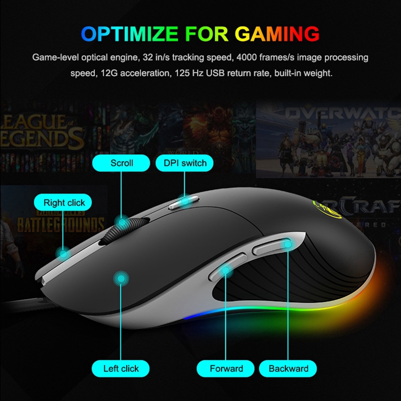 Chơi Game Bằng Chuột IMICE X6 Eating Chicken Glow LED Colorful RGB Light Mice Home 6-Key Wired Chuột Máy Tính