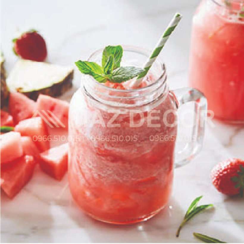 [Sỉ] Cốc Ly Chai Có Quai Cầm Thủy Tinh Trà Sữa 450ML Nắp có lỗ màu trắng dày dặn đẹp