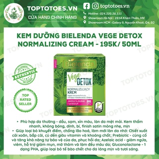 Kem dưỡng Bielenda Vegedetox Normalizing cho da láng mịn, tươi sáng, chống lão hóa