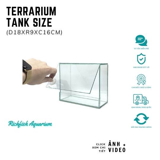 Bể kính terrarium D18xR9xC16cm mở được cửa