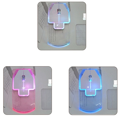 Chuột quang không dây trong suốt siêu mỏng 2.4GHz cho PC Laptop
