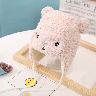 Mũ lông cừu tai gấu cho bé