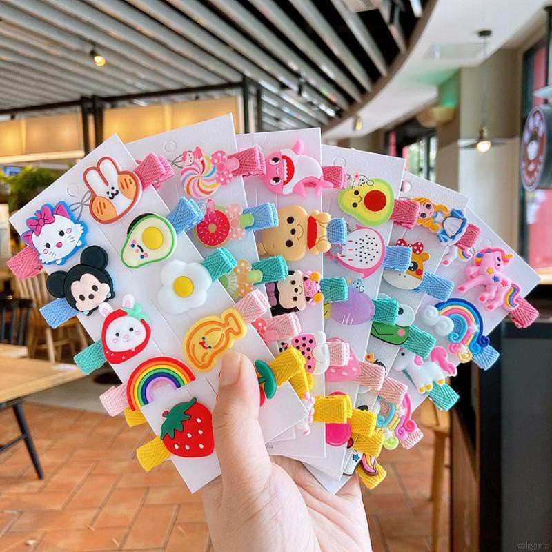 Bộ 10 Kẹp Tóc Trang Trí Hình Hoạt Họa Dễ Thương Dành Cho Bé Gái
