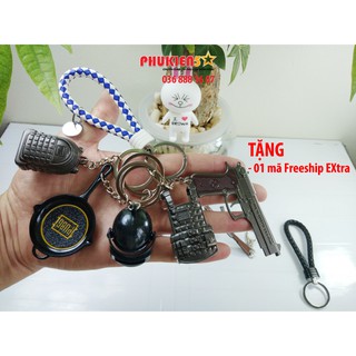 Combo 6 món Móc khóa Pubg cực chất - Giáp, chảo, Mũ 3, Ba Lô,P92,Dây móc - Chất liệu kim loại - sơn tĩnh điện cực bền