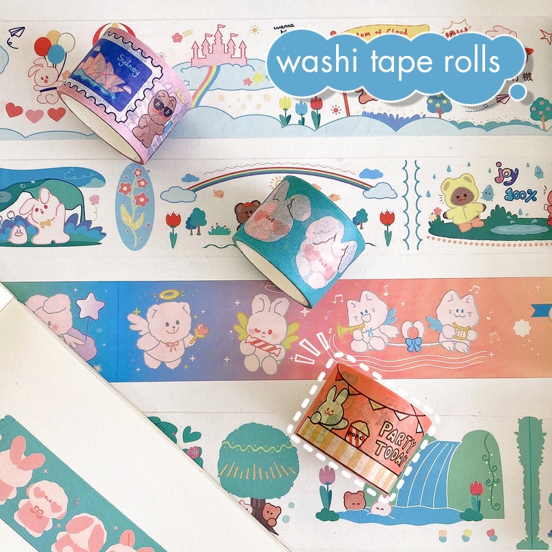 Washi Tape Băng Keo Giấy Nhiều Size Tulip Hướng Dương Hoa Hồng