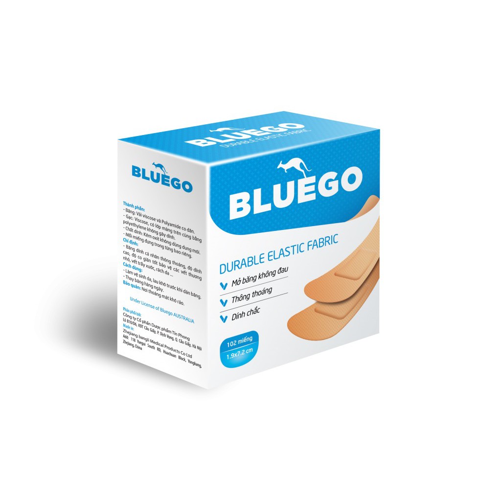 Băng cá nhân BLUEGO hộp 102 miếng