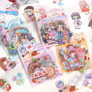 Set 30 hình dán chủ đề bé gái chibi chống nước