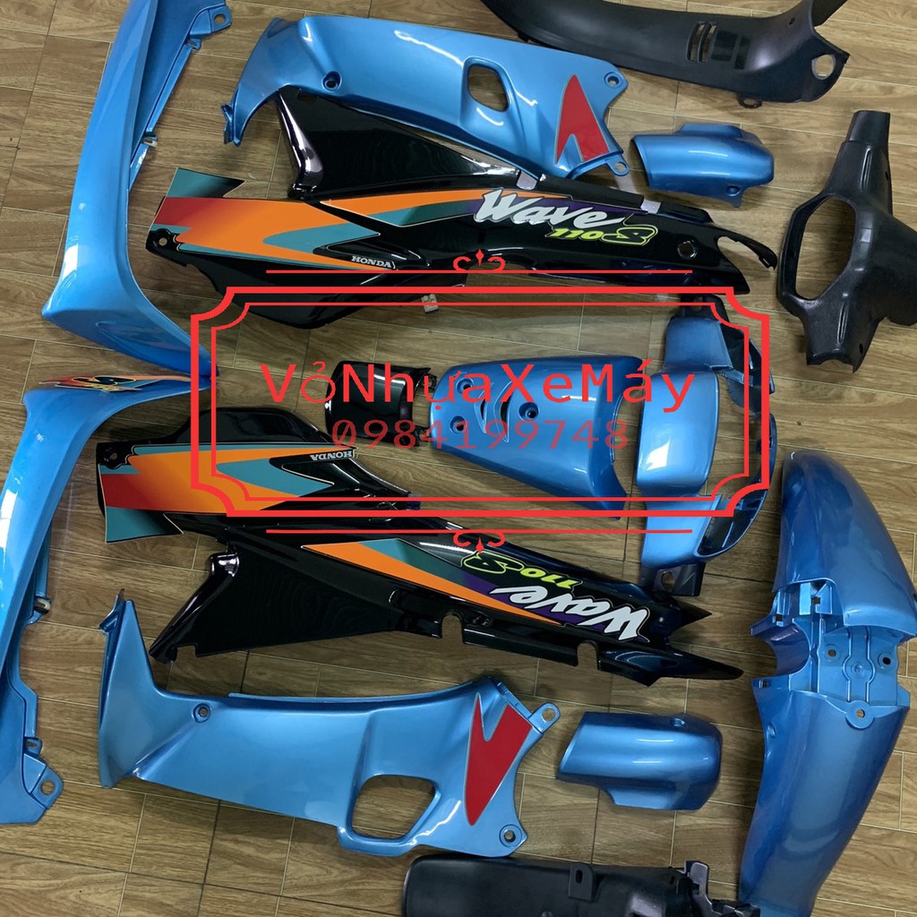 Dàn áo xe Wave thái-Wave alpha - Wave 110 - wave nhỏ (TẶNG TEM  - wave 1 bóng - wave đời 2002 đến 2006 màu XANH NGỌC ĐEN