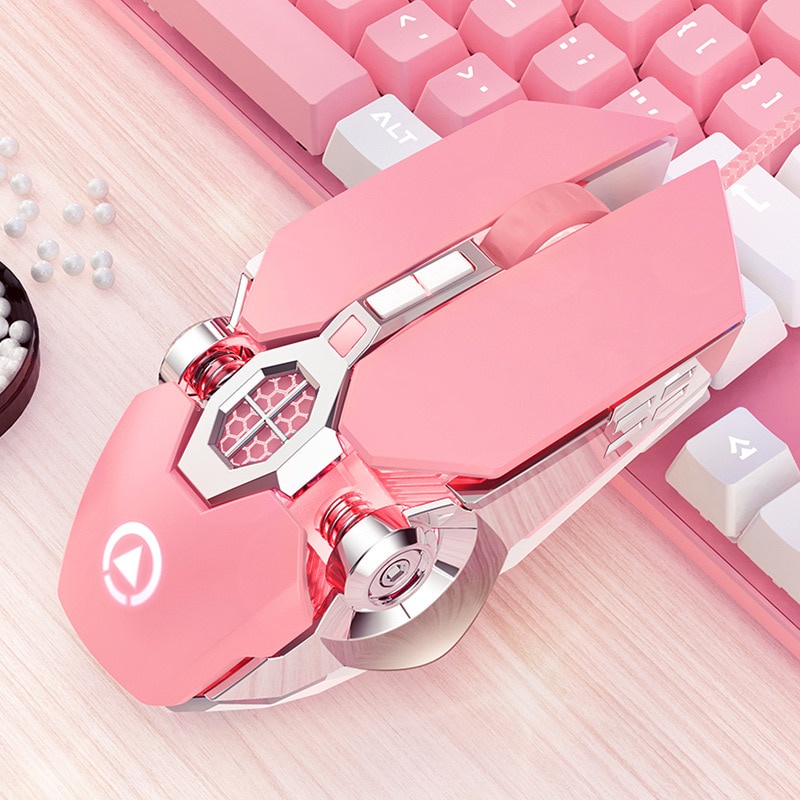 Chuột Chơi Game Có Dây 7 Nút Bấm Màu Hồng Cho HP LED Laptop Máy Tính PC