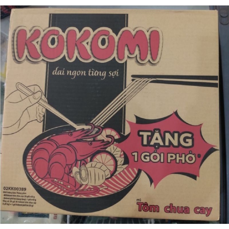 Mì Kokomi Tôm chua cay 65g thùng 30 gói