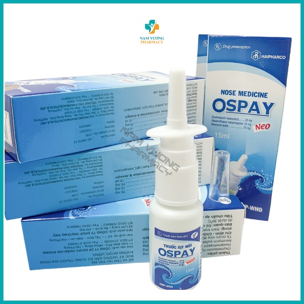 Ospay Neo - Nước xịt chống ngạt mũi, sổ mũi ngăn ngừa nước mũi, kháng khuẩn, vệ sinh mũi - Hộp 15ml