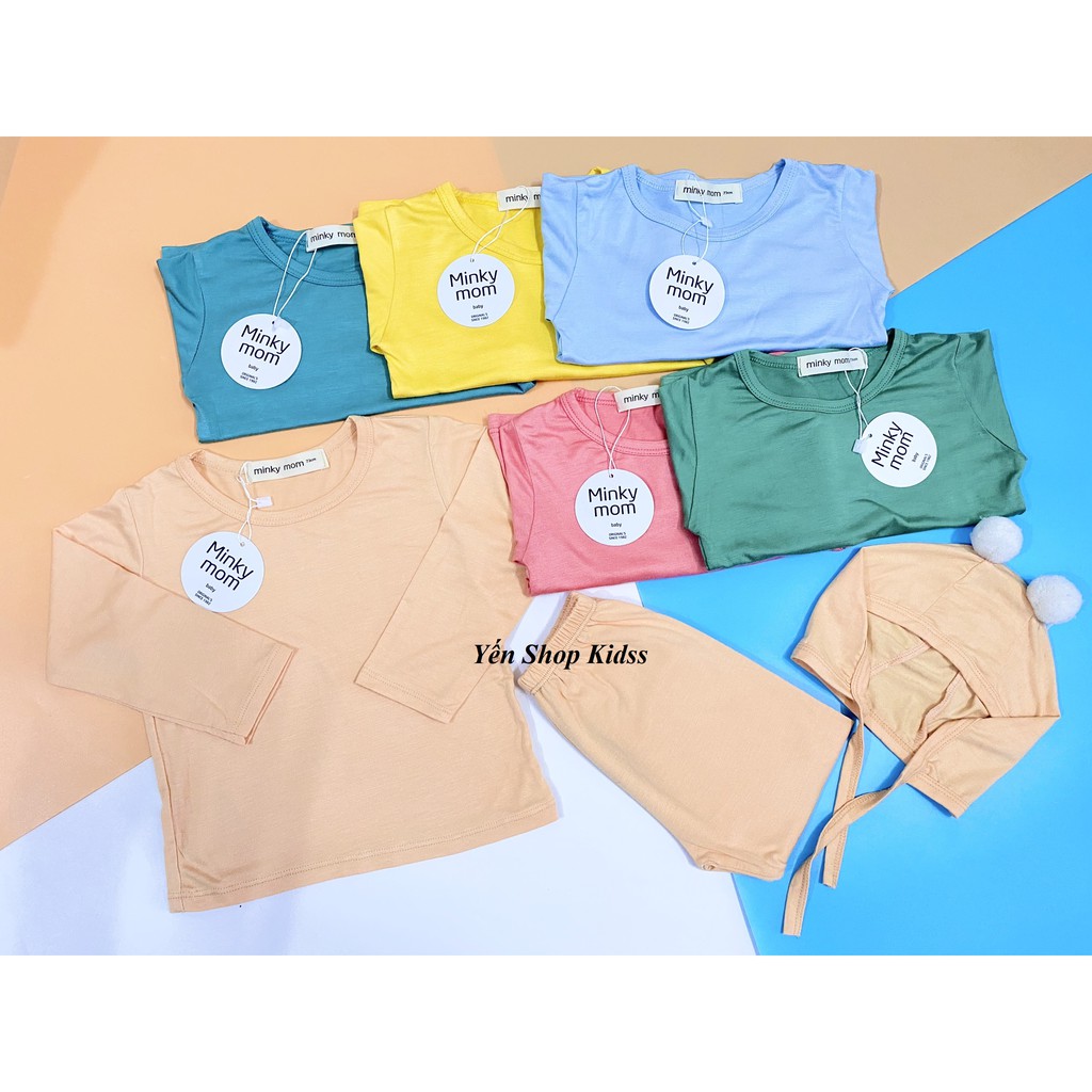 Sale !!! Bộ Dài Tay Kèm Mũ Quả Bông Minky Mom Đáng Yêu Cho Bé (Size từ 6-19kg)