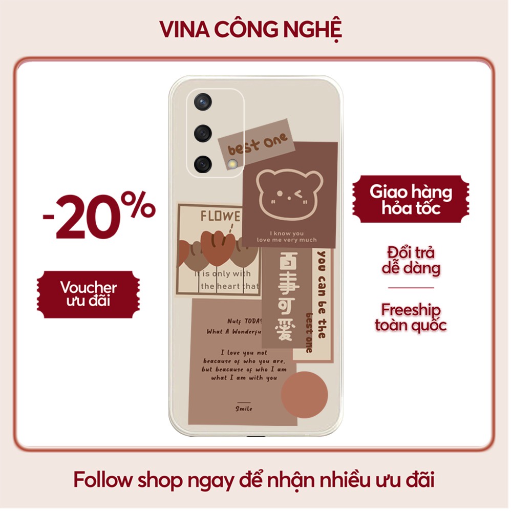 Ốp lưng OPPO A1K/A3S/A54/A94/F9/ ....dẻo cạnh vuông bảo vệ camera hình Gấu xám