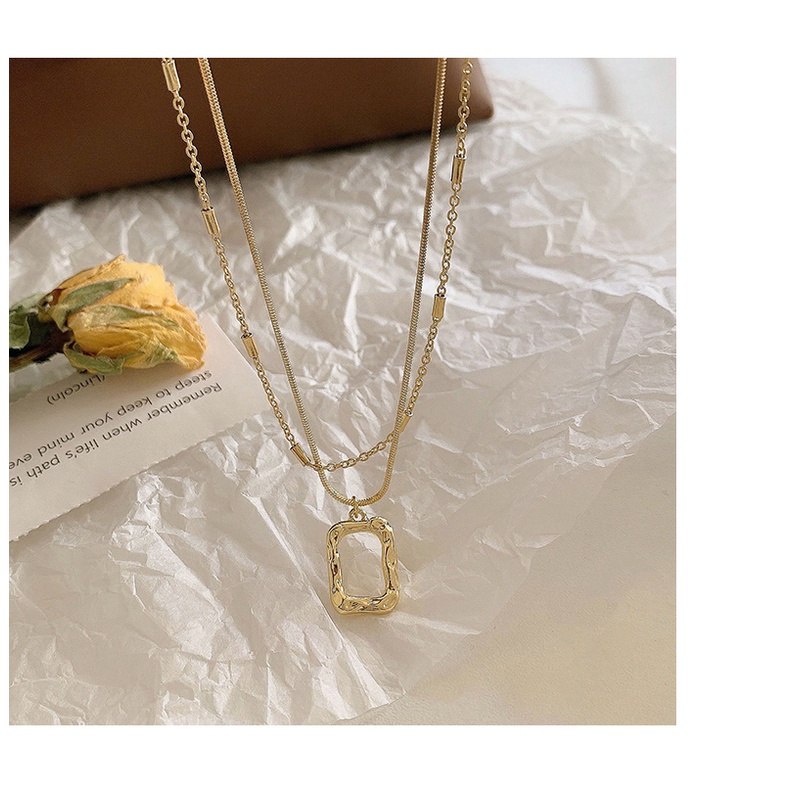 Vòng cổ Thép Titan Mặt Vuông Đơn Giản Thời Trang Mùa Hè 2023