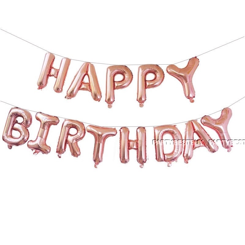 Set 13 Bong Bóng Tráng Nhôm 16 Inch In Chữ Happy Birthday Dùng Trang Trí Tiệc Sinh Nhật
