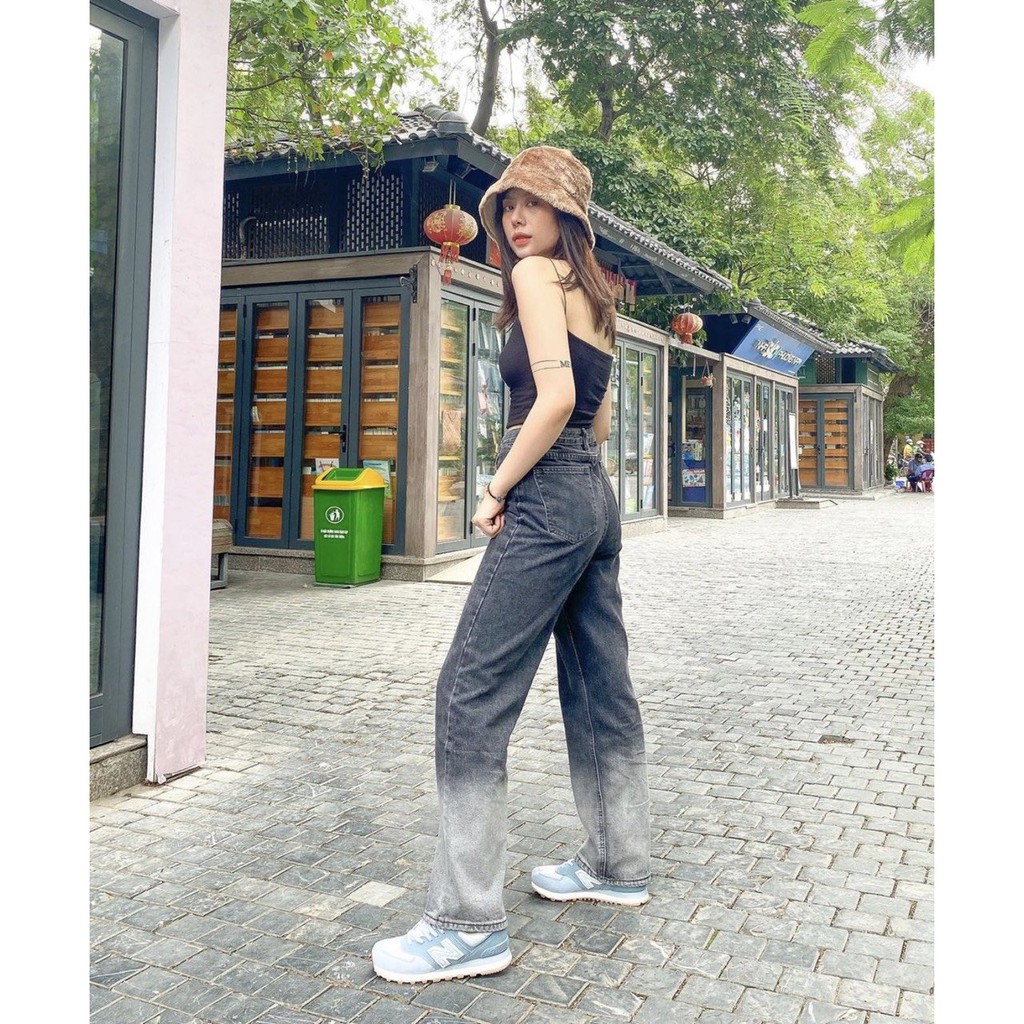 Quần Jean Loang Nữ  Quần bò nữ ống suông Ulzzang màu đen loang trắng SIÊU HOT