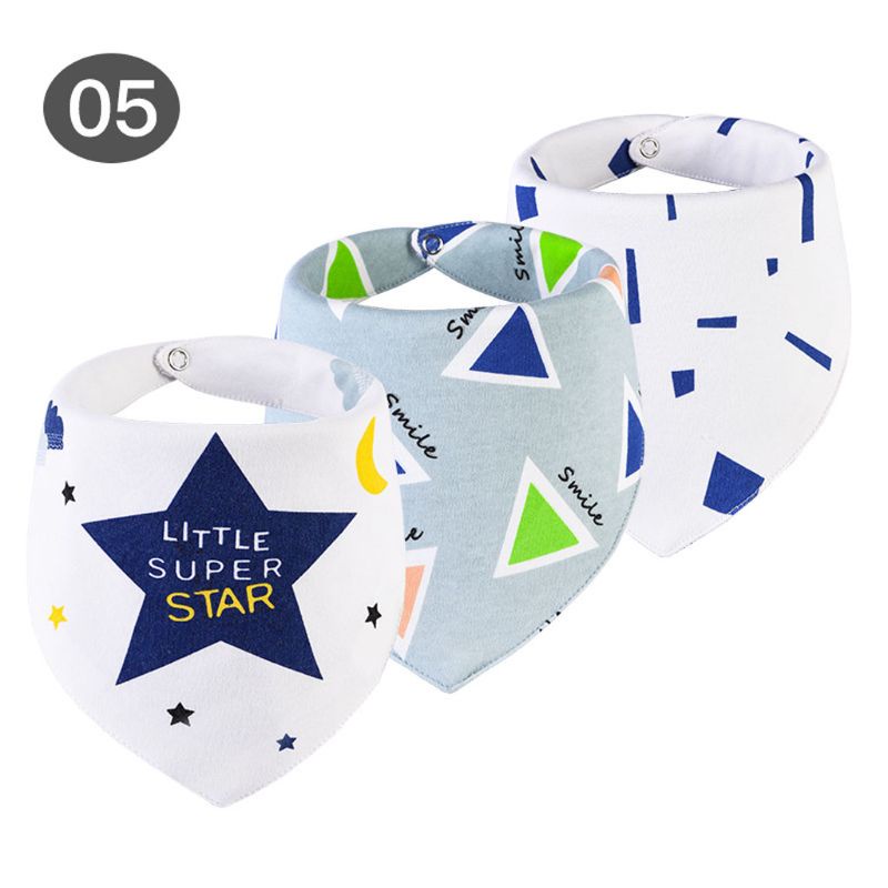 Set 3 Yếm Ăn Bằng Cotton Dành Cho Bé Trai Gái