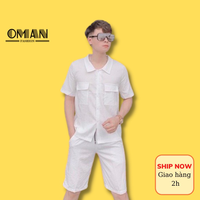 Bộ đũi nam cổ bẻ - đồ bộ nam thời trang cao cấp mùa hè OMAN BH21