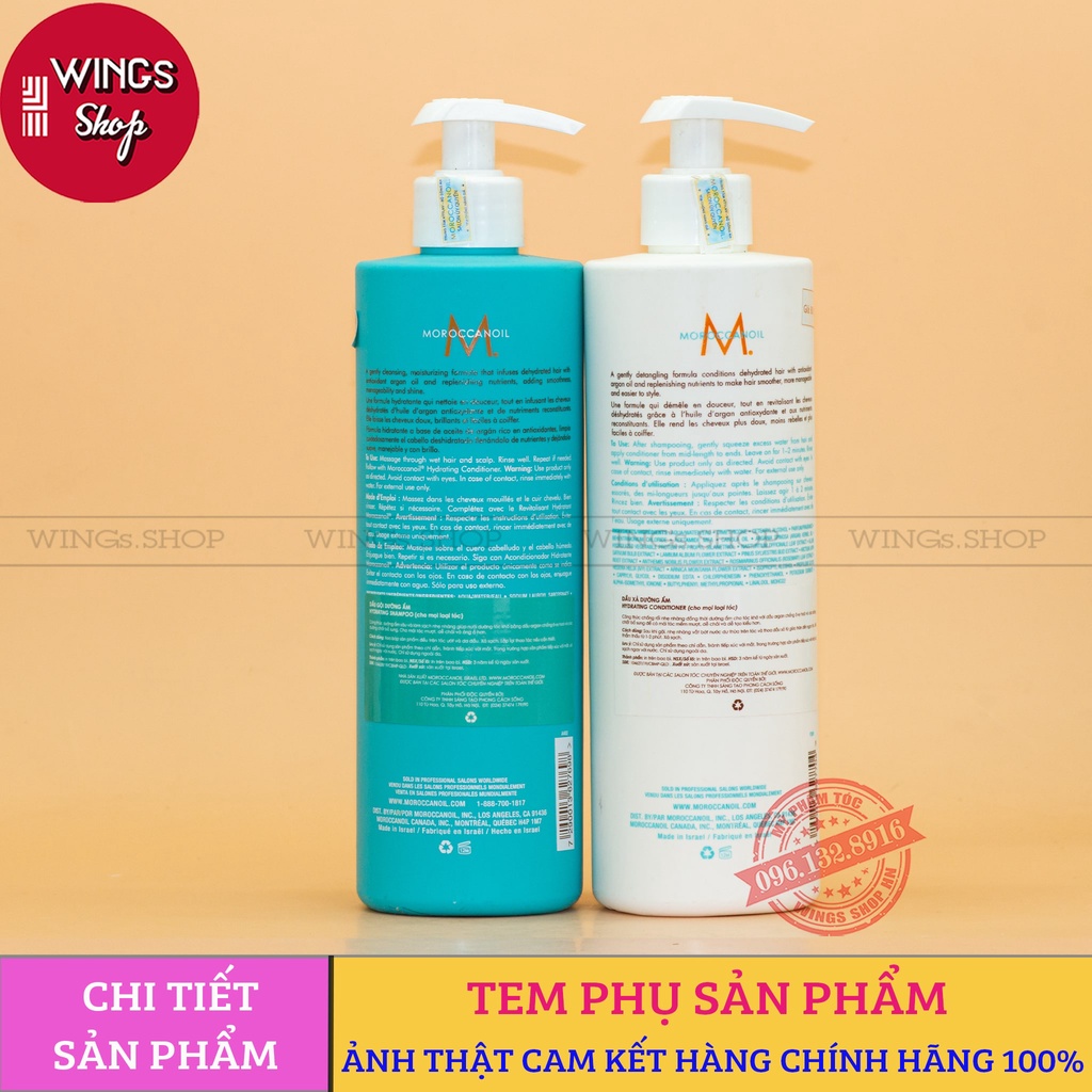 Cặp dầu gội xả Moroccanoil Full Size 250ml - 1000ml | Phục hồi Giảm gãy rụng Giúp tóc siêu mềm mượt | Wings shop