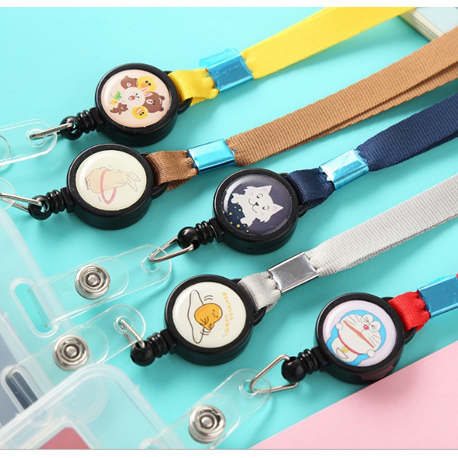 Dây rút và bao thẻ nhân viên, sinh viên, học sinh, thẻ đeo tên trong suốt nắp bảo vệ cute [Ngẫu Nhiên Họa Tiết ]