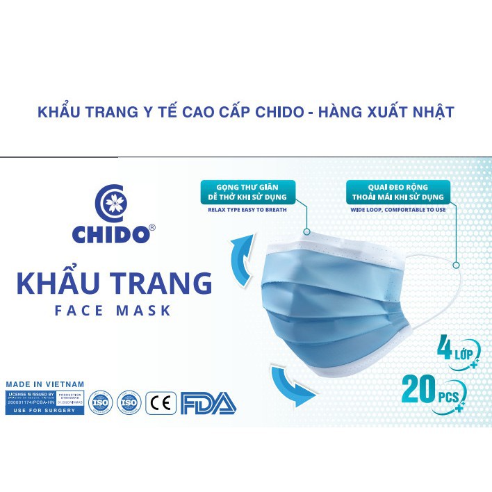 Khẩu Trang Y Tế Cao Cấp 4 Lớp CHIDO - Hàng Xuất Nhật