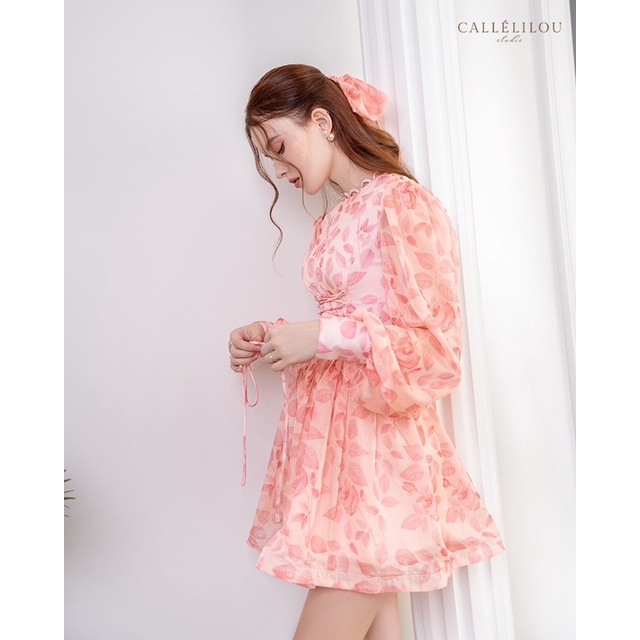 Caleelilou - Đầm tơ hoa mini Phoebee kèm dây buộc tóc
