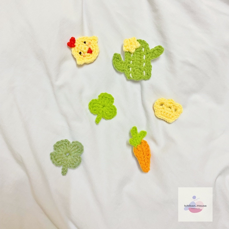 Pin cài áo len móc hoạ tiết dễ thương/ handmade crochet pin