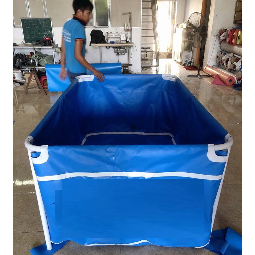 Bể bơi cho bé thành cao bằng bạt mini lắp ghép tiện lợi kích thước 1.3 x 1.3 x 0.6m