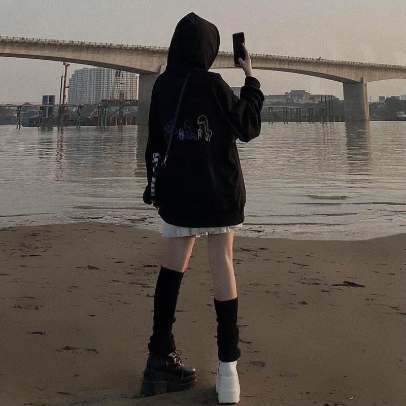 Áo Nỉ Mũ Hoodie Sadboiz Tay Bồng Dáng Rộng Ulzzang Unisex Chất Nỉ Bông Dày Dặn Anhribi