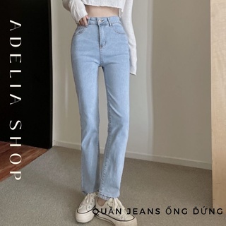 Quần Jeans Ống Đứng | Quần Denim Nữ Cạp Cao Dáng Suông Ống Đứng Trẻ Trung Sành Điệu Phong Cách Hàn Quốc