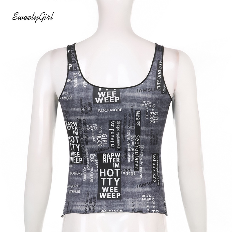 Áo Hai Dây In Chữ Tương Phản 2022 Thời Trang Cho Nữ