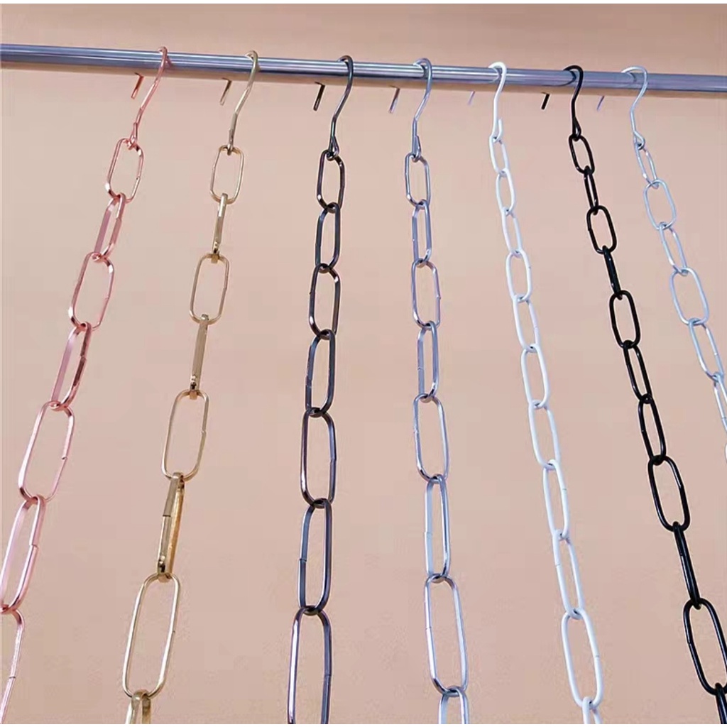 Dây móc xích kim loại, chất liệu inox màu vàng,bạc không rỉ dài 1m, phụ kiện cho cửa hàng shop thời trang