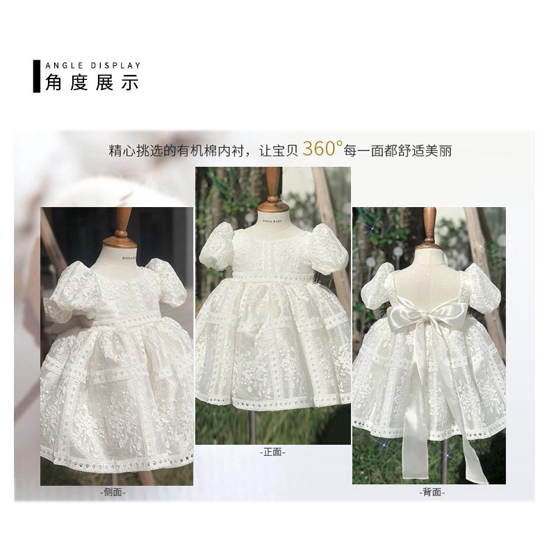 Đầm công chúa lolita tay ngắn phồng màu trắng mẫu 2021 phong cách Hàn Quốc xinh xắn mới dành cho bé gái