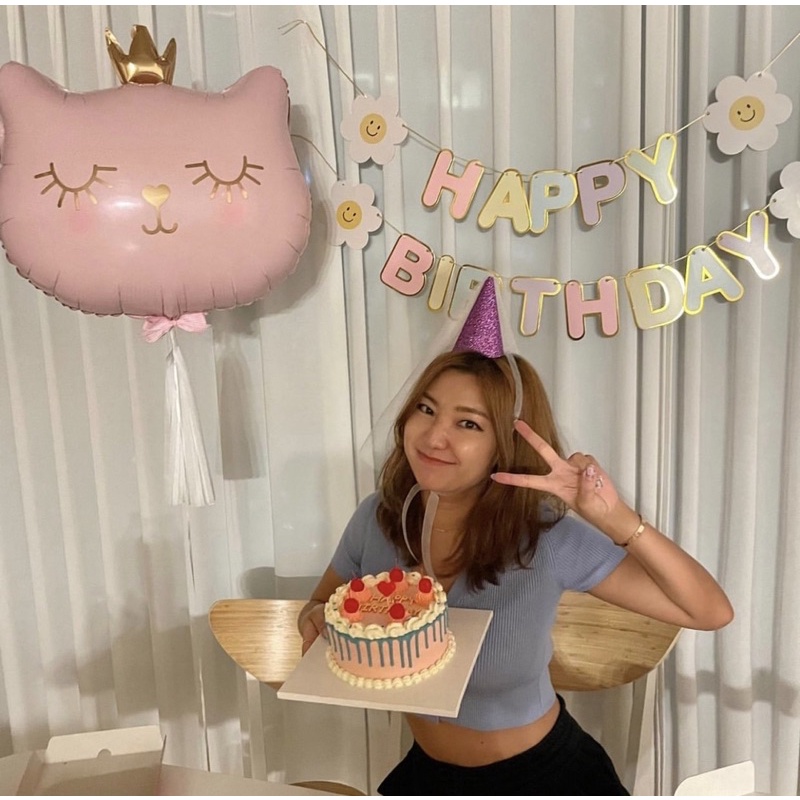Bong Bóng Mèo Đen Hồng Đáng Yêu Trang Trí Sinh Nhật - Yori Party