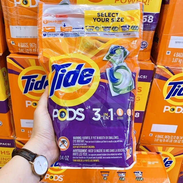 Viên giặt Tide pods 3 in 1 của Mỹ (bịch 42 viên)