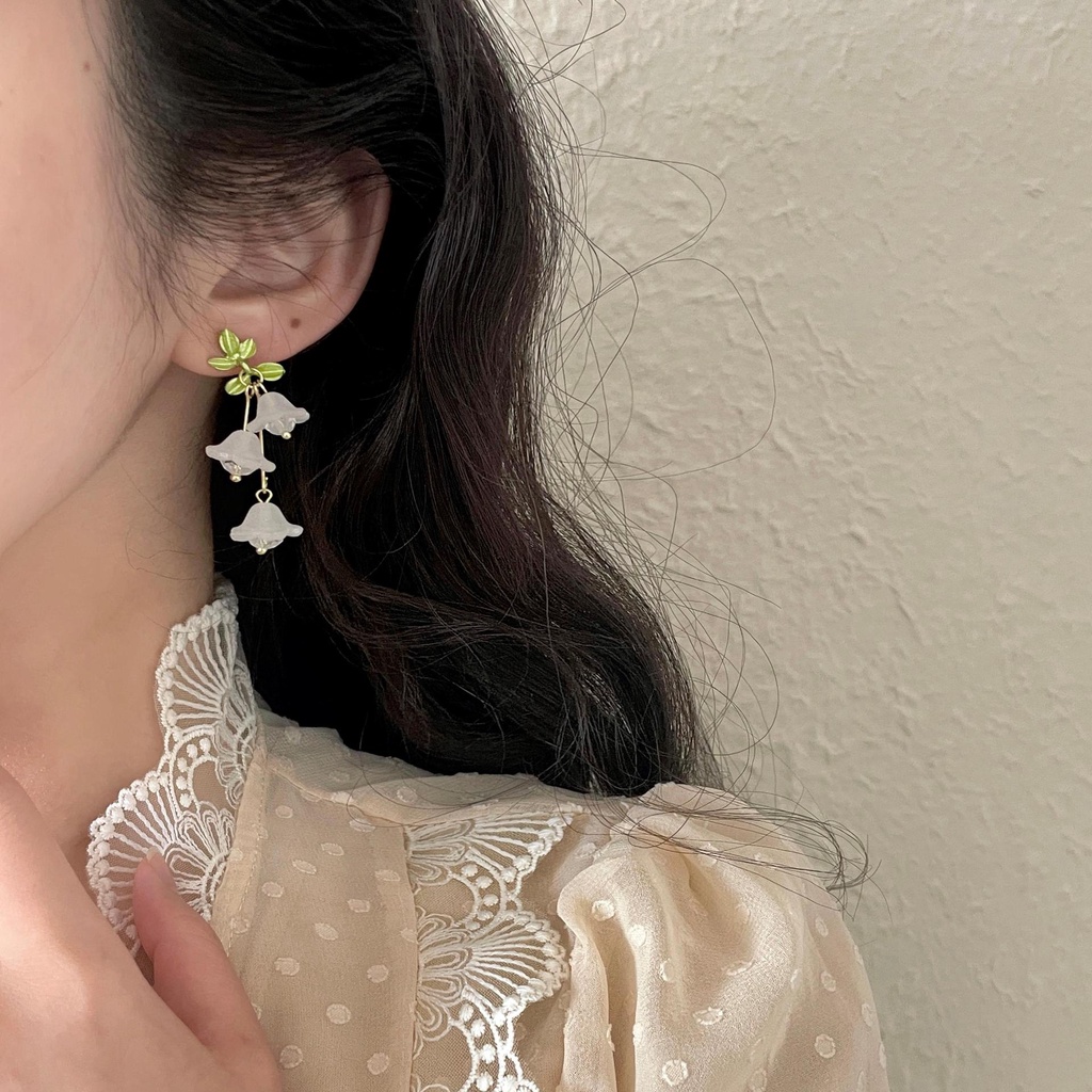 Khuyên Tai Dáng Dài Hình Hoa Phong Cách Mori Thời Trang Mới 2022