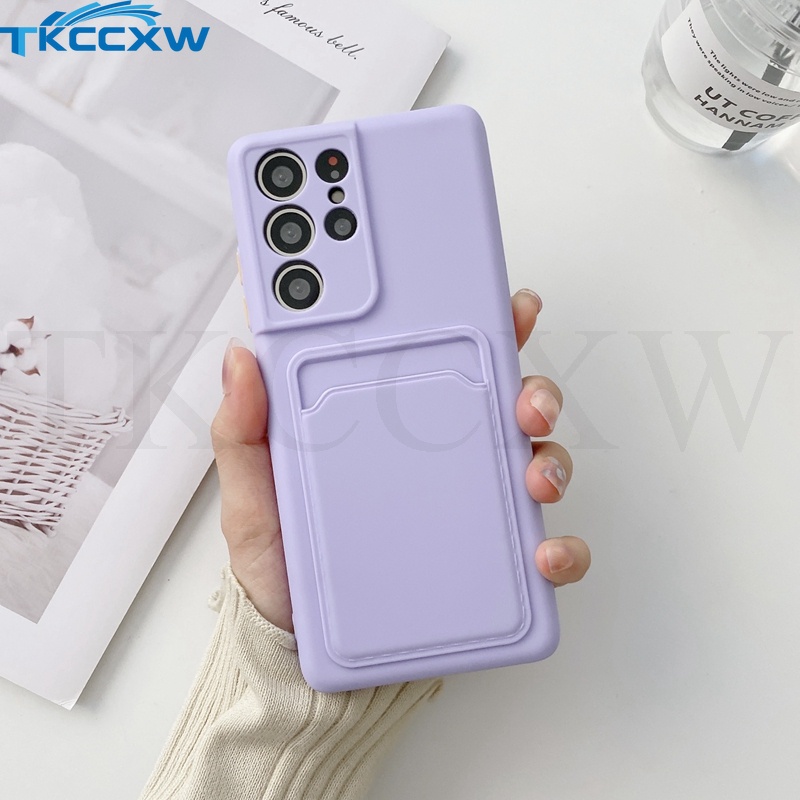 Ốp điện thoại silicon mềm siêu mỏng có ngăn thẻ cho Samsung Galaxy Note 20 S20 S21 Ultra S20 S21 Plus
