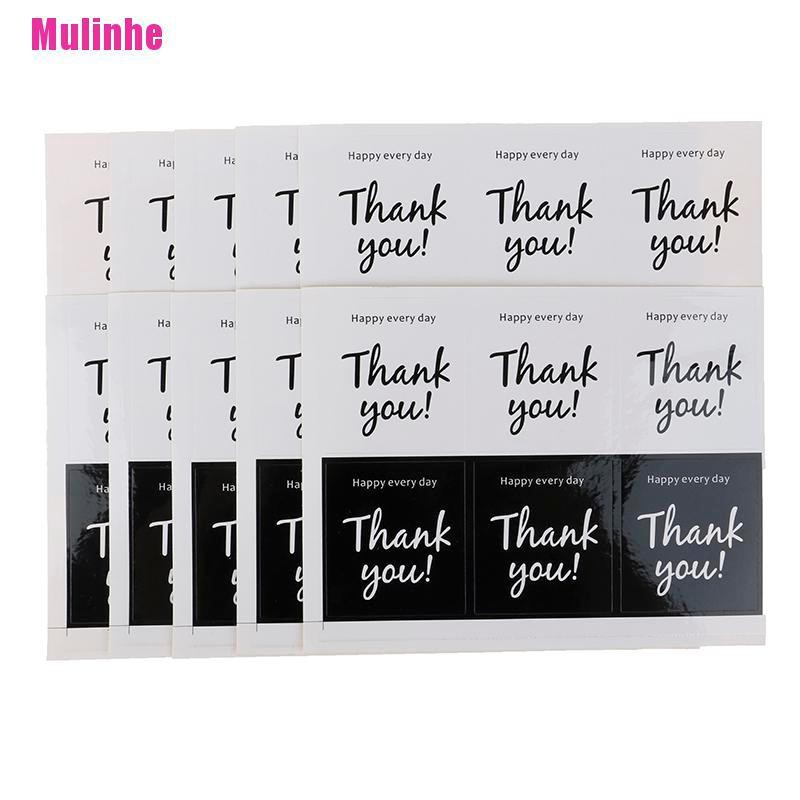 Bộ 60 Miếng Dán Chữ Thank You Màu Trắng Đen Đa Năng