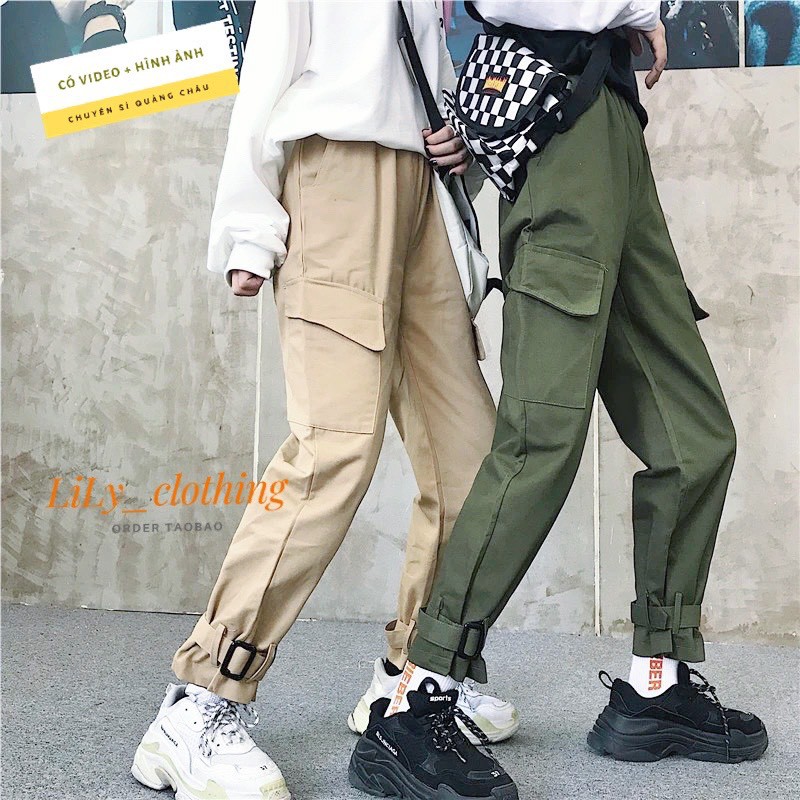 Quần kaki unisex quảng châu [VIDEO+ẢNH THẬT] quần jogger nam nữ túi hộp mẫu hot taobao phong cách ulzzang Q97