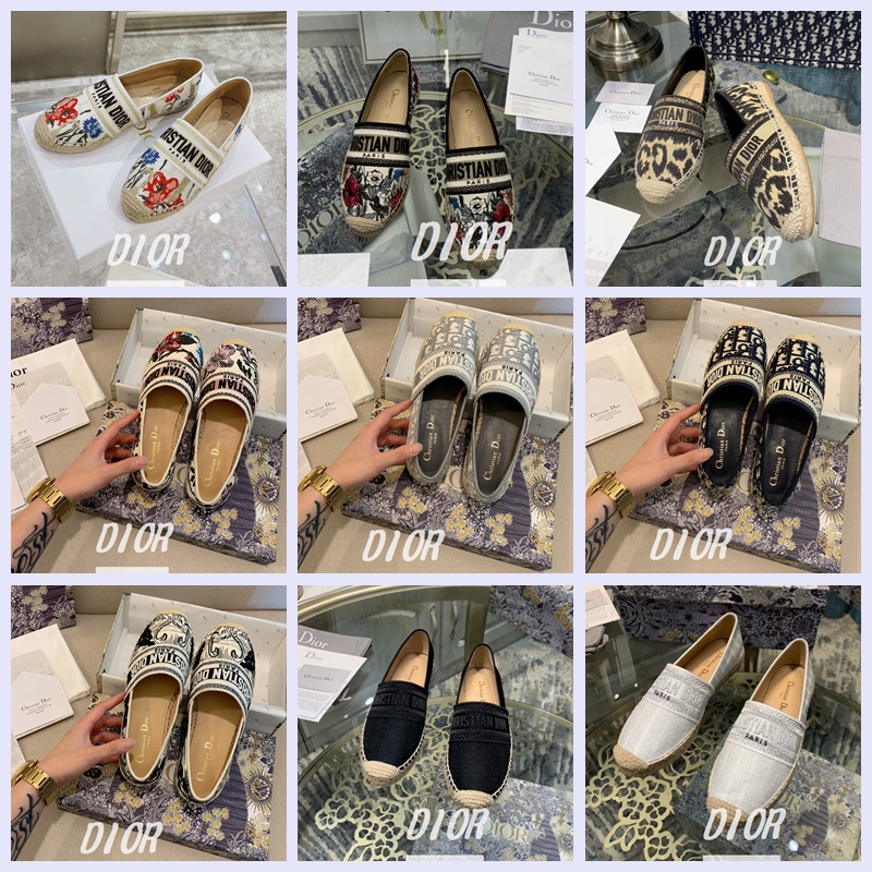 【1:1】DIOR Granville Giày Ngư Dân Dệt Tay Phẳng Mới Nhất Cho Nữ/Cặp Đôi