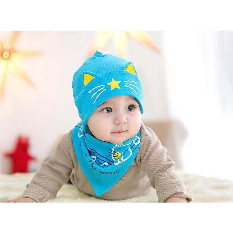SET MŨ YẾM HÌNH MÈO CHO BÉ